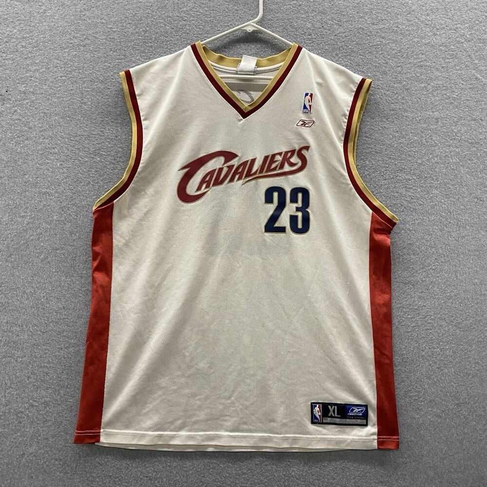 Vintage Y2K Reebok LeBron James Cavaliers Jersey XL #23 White NBA Basketball